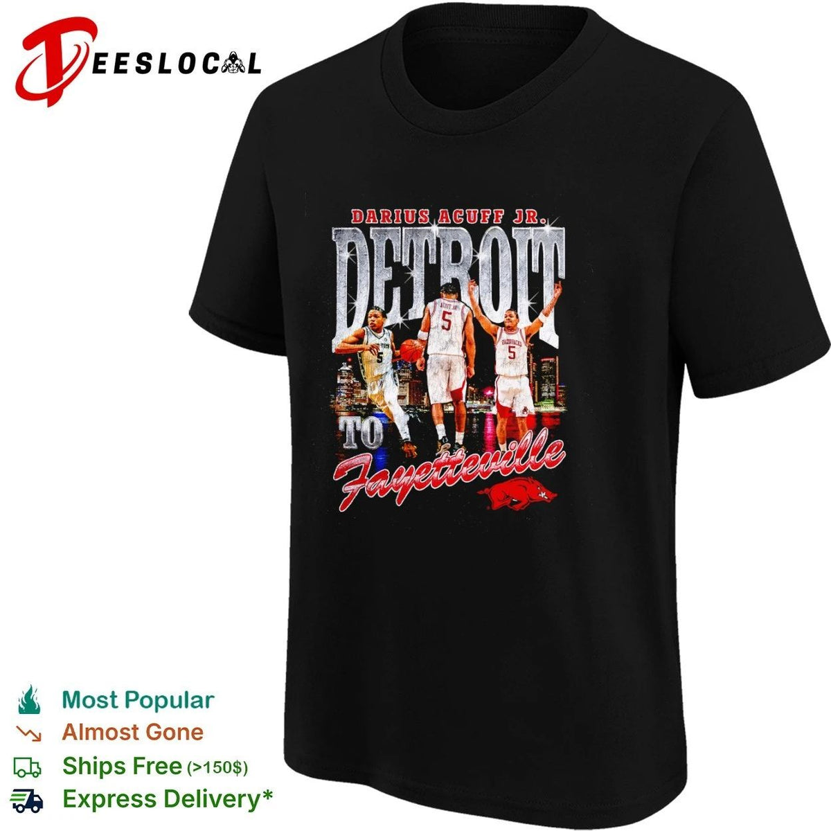 Darius Acuff Jr Detroit to Fayetteville Arkansas Razorbacks Unisex