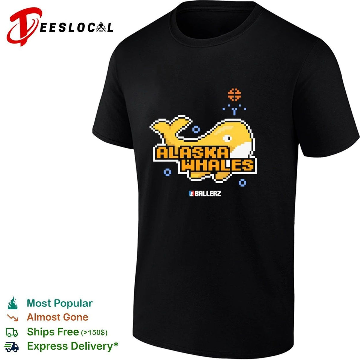 Alaska Whales Ballerz pixel art whale Unisex