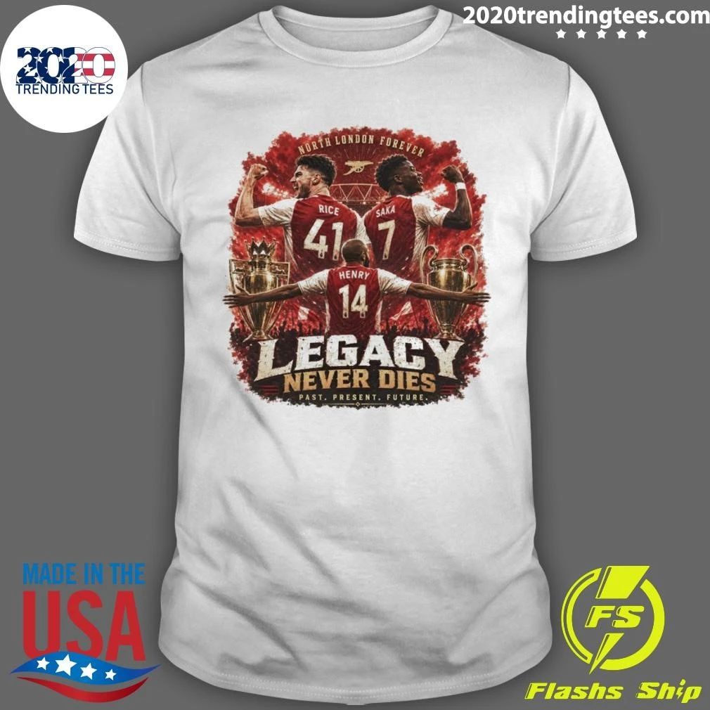 Henry Saka Rice Arsenal Soccer North London Forever Premier League Legacy Never Dies Past Present Shirt