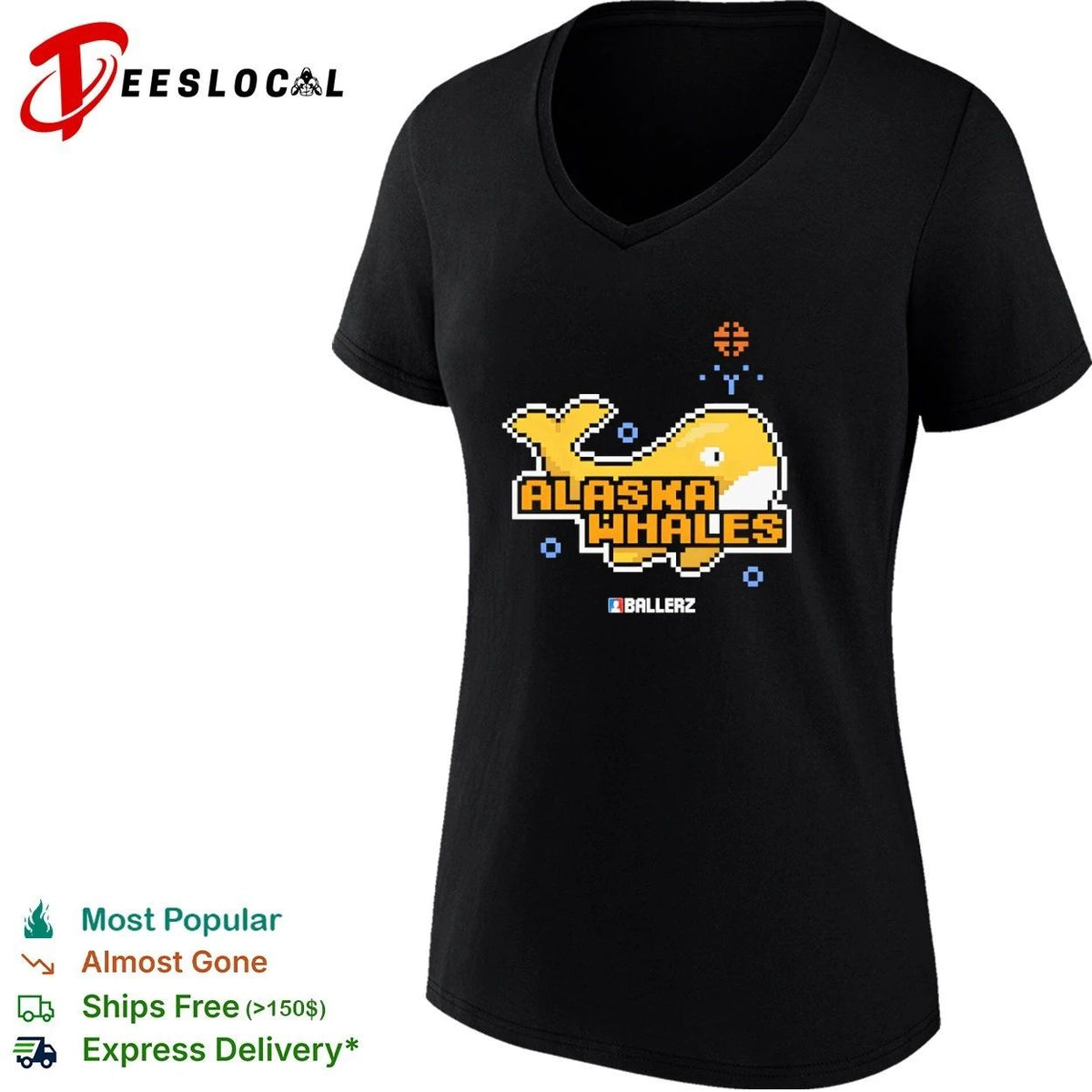 Alaska Whales Ballerz pixel art whale Unisex