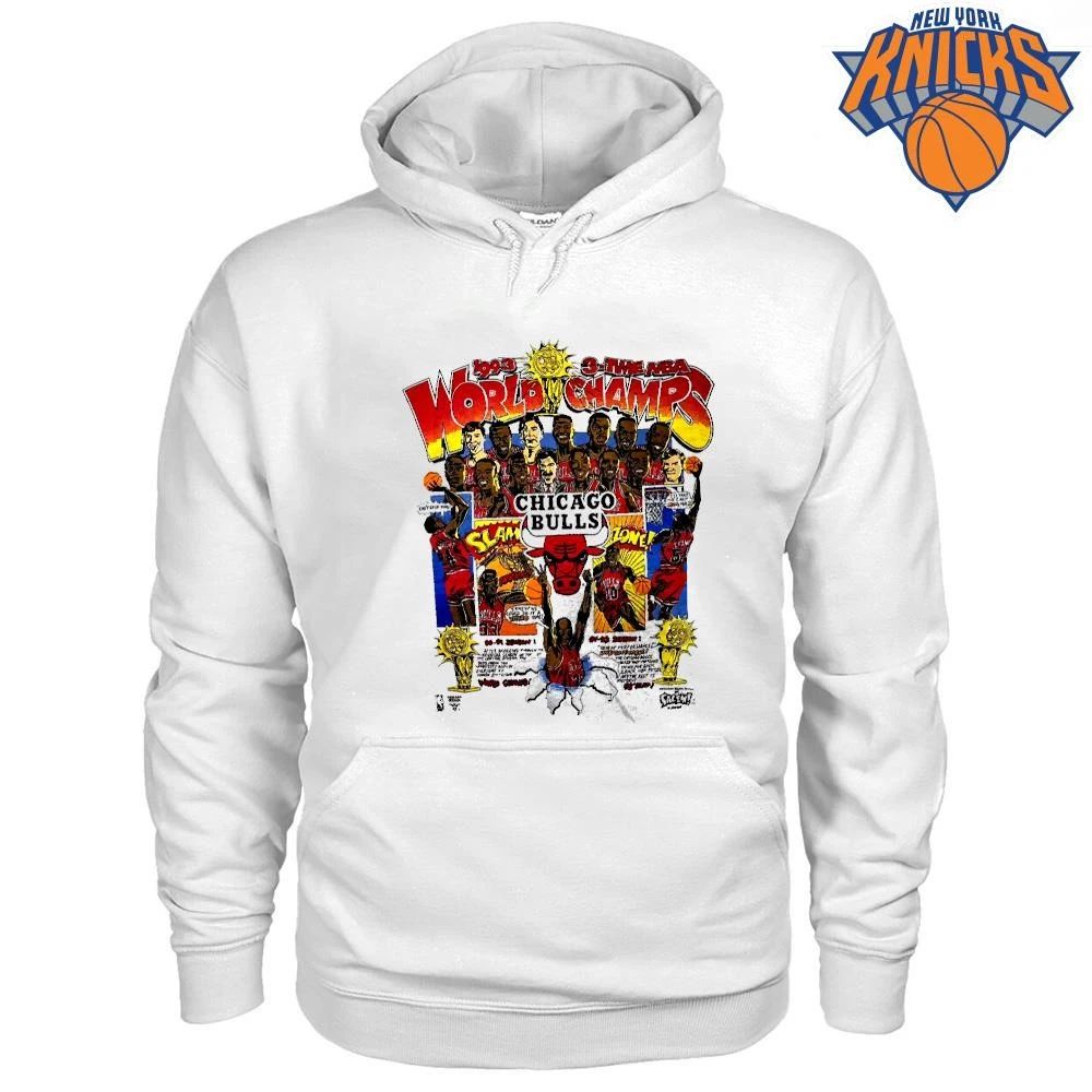 Chicago Bulls 1993 World Champs 3-Time NBA Champions Vintage Comic Bootleg shirt Unisex