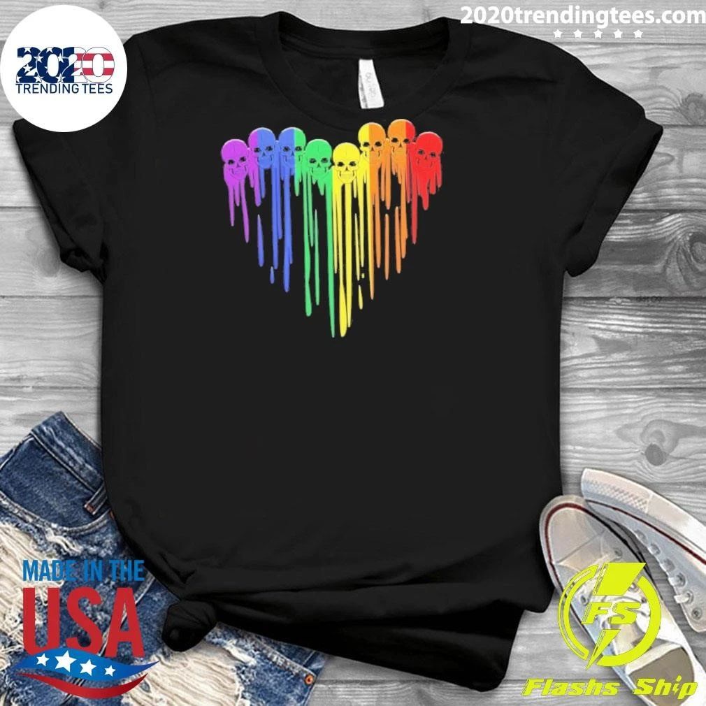 Rainbow Dripping Skulls Heart Pride Lgbtq Shirt