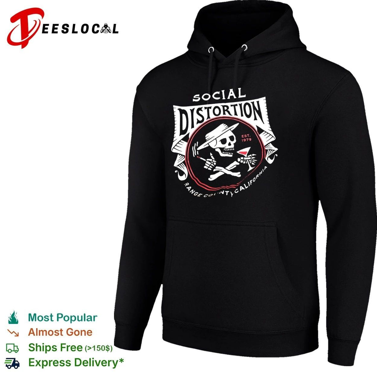 Social Distortion Est 1979 Range County California Skull Martini Unisex