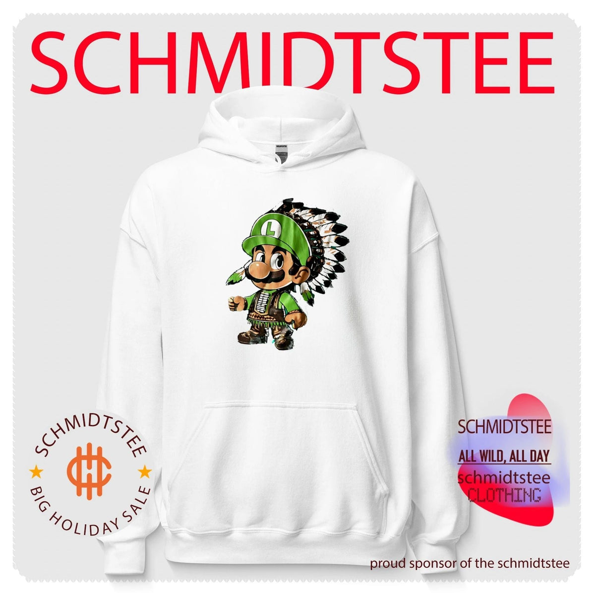 Luigi Native American Headdress Cartoon shirt Unisex