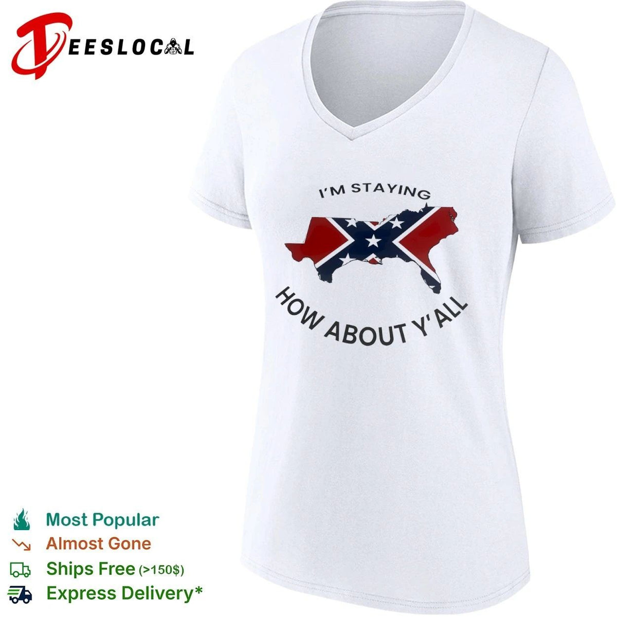 I’m Staying How About Y’all Confederate Flag Map Unisex