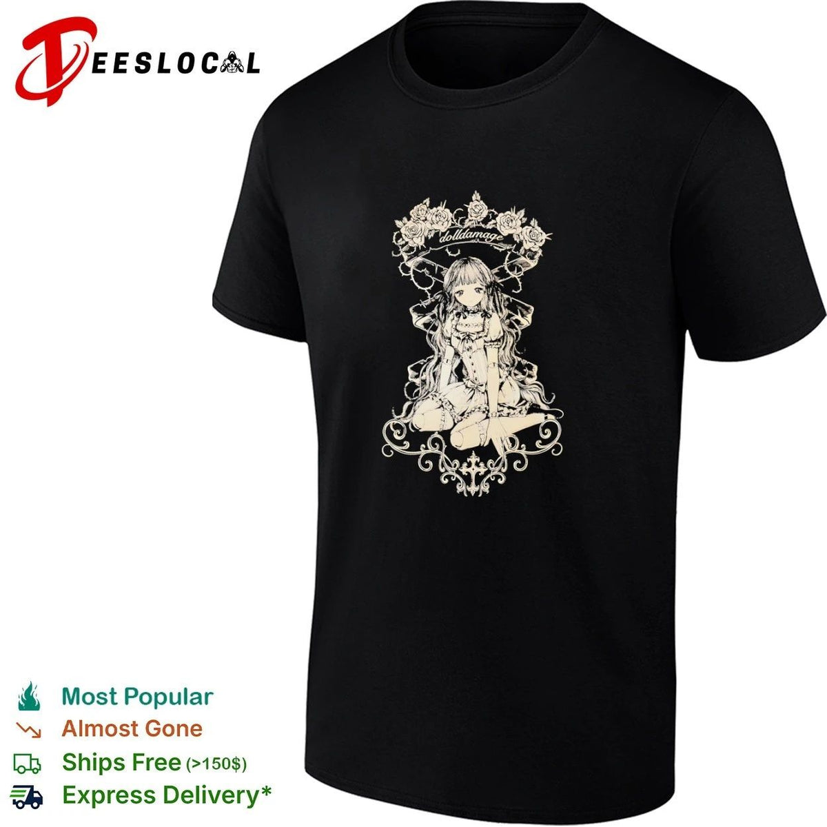 Dolldamage Gothic Lolita Doll with Roses Unisex