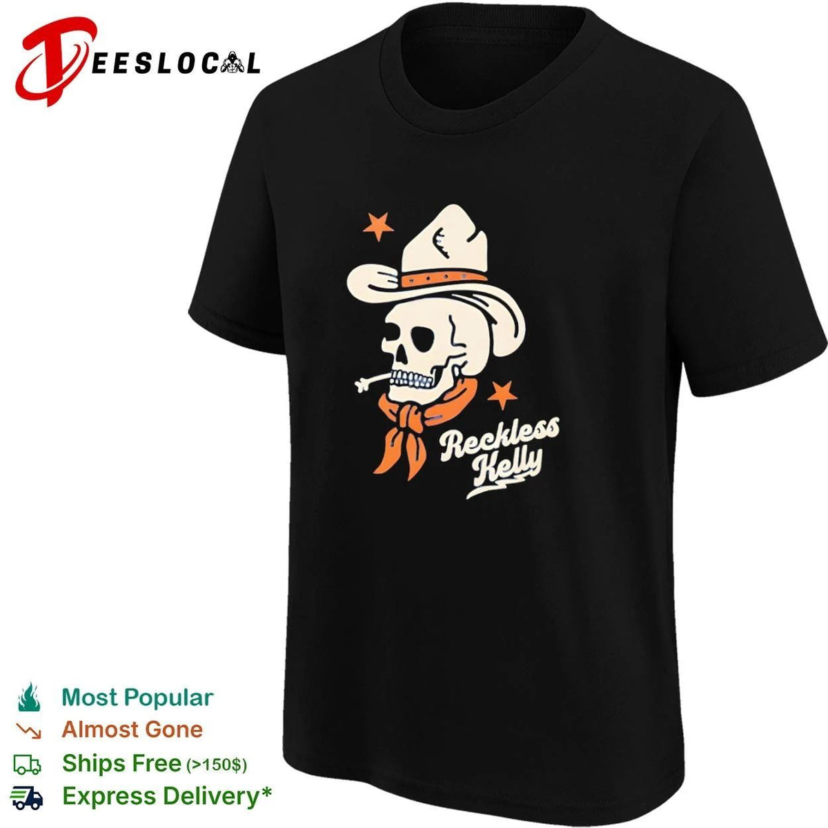 Reckless Kelly Skull Cowboy country music Unisex