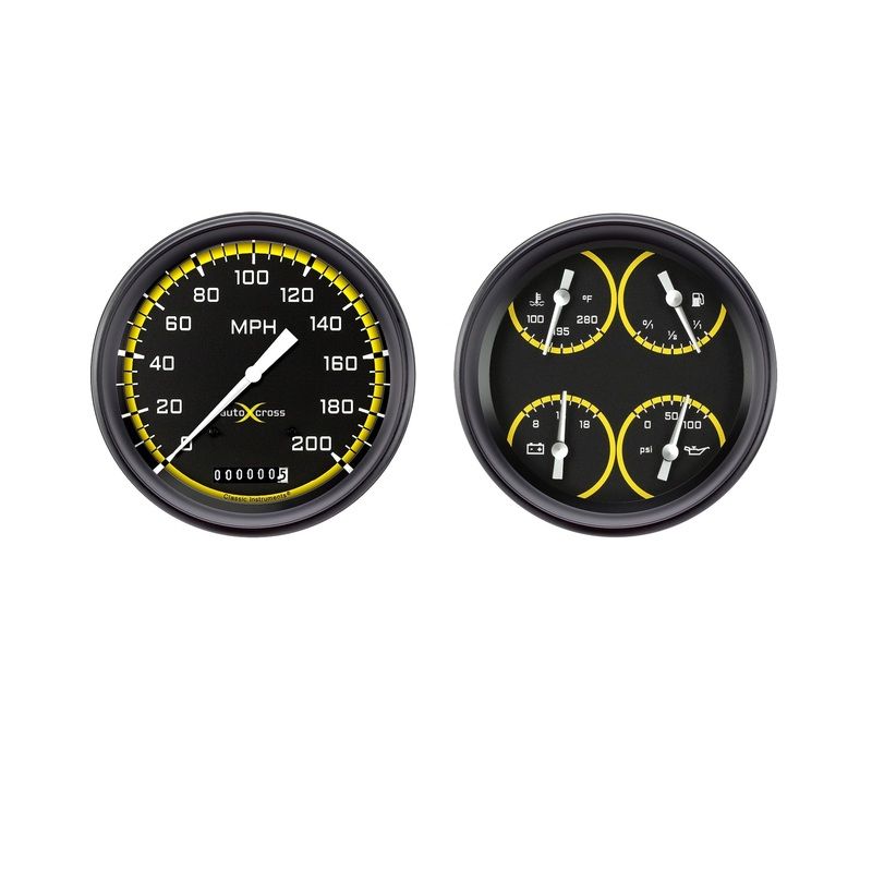 Classic Instruments AutoCross Yellow Two Gauge Set – 4 5/8″