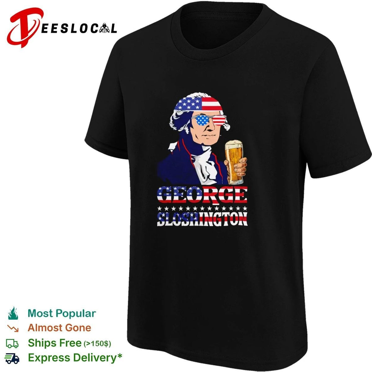 George Sloshington American Flag Sunglasses Beer Unisex