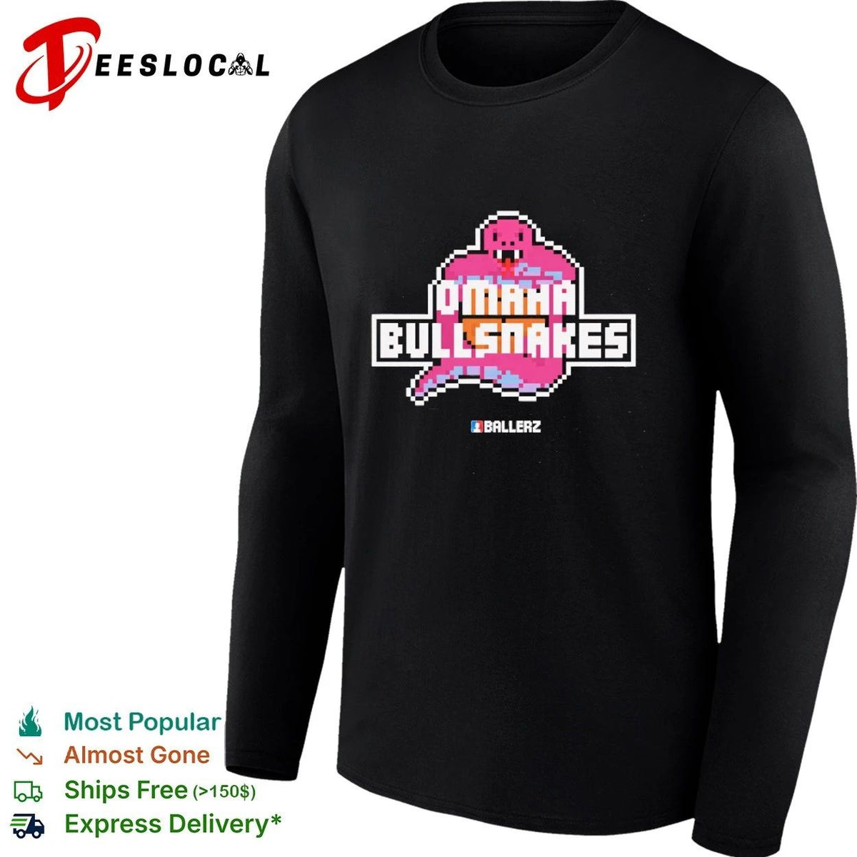 Omaha Bullsnakes Ballerz Pixel Art Snake Unisex