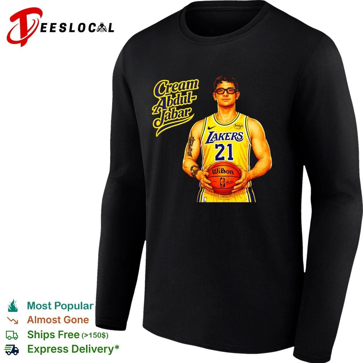 Cream Abdul-Jabar Los Angeles Lakers 21 Unisex