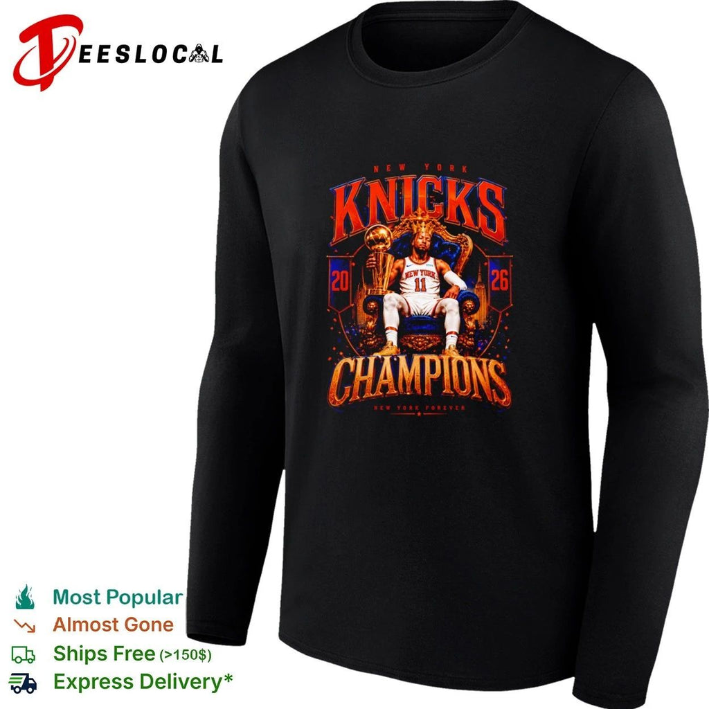 Jalen Brunson NY Knicks 2026 Champions Royal Hoops King of the Court Throne Unisex