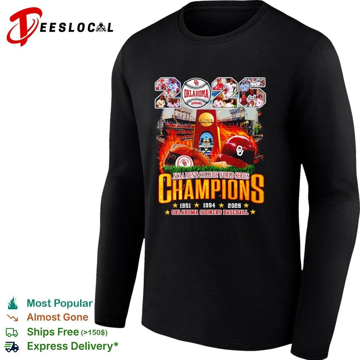 Oklahoma Sooners baseball 2026 NCAA Men’s College World Series Champions Unisex