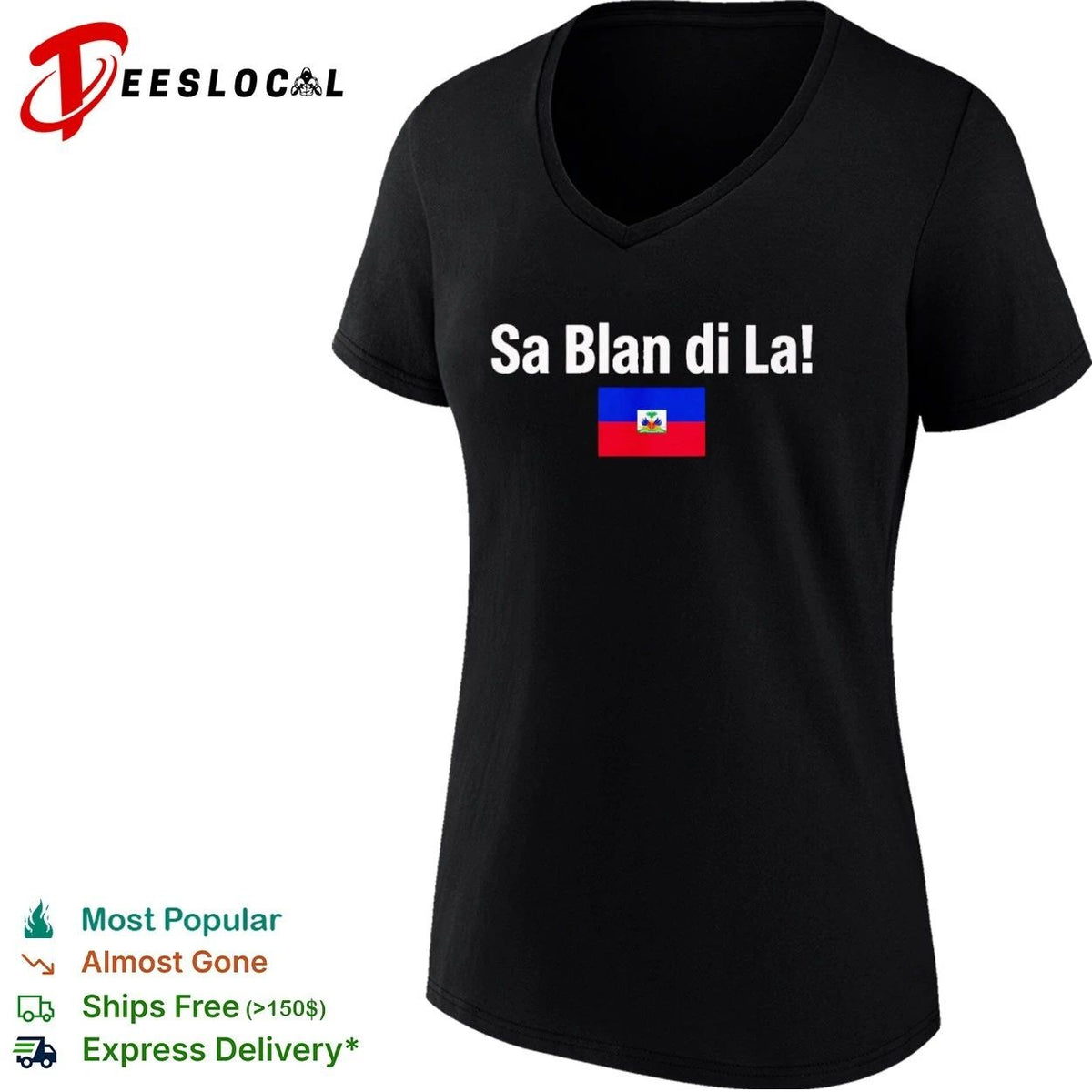Sa Blan Di La Haiti Flag Haitian Caribbean Unisex