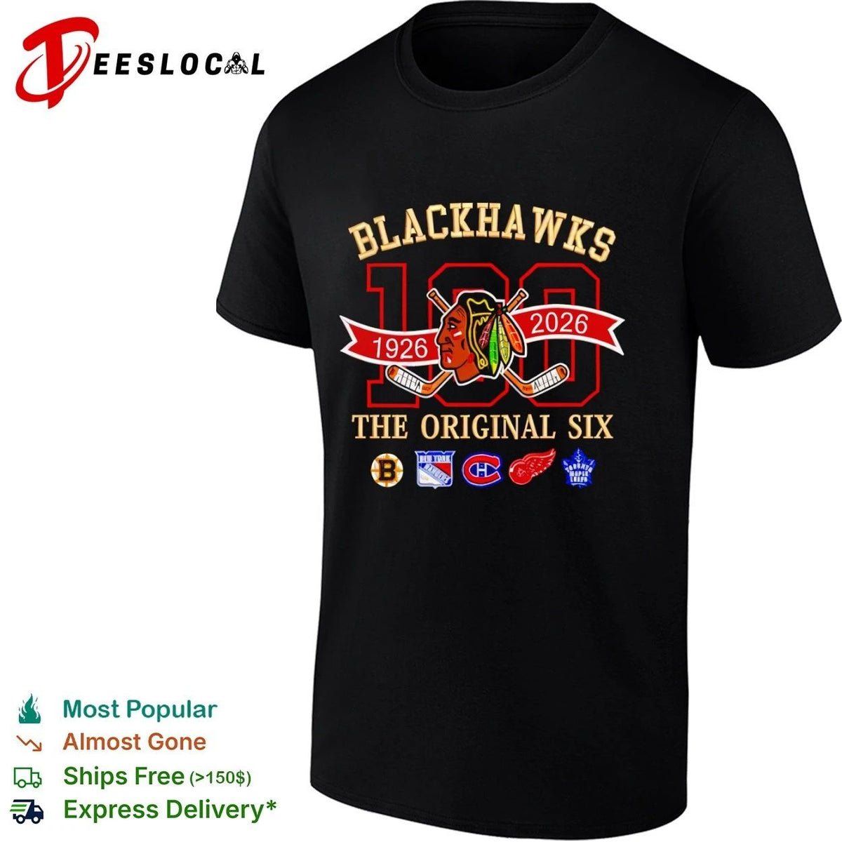 Blackhawks 100 1926 2026 The Original Six Unisex