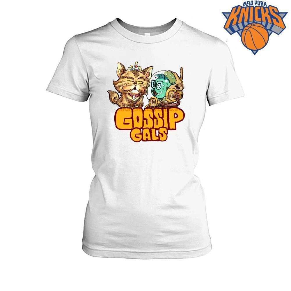 Gossip Gals Cute Royal Cat and Fish Astronaut Cartoon Illustration Graphic shirt Unisex