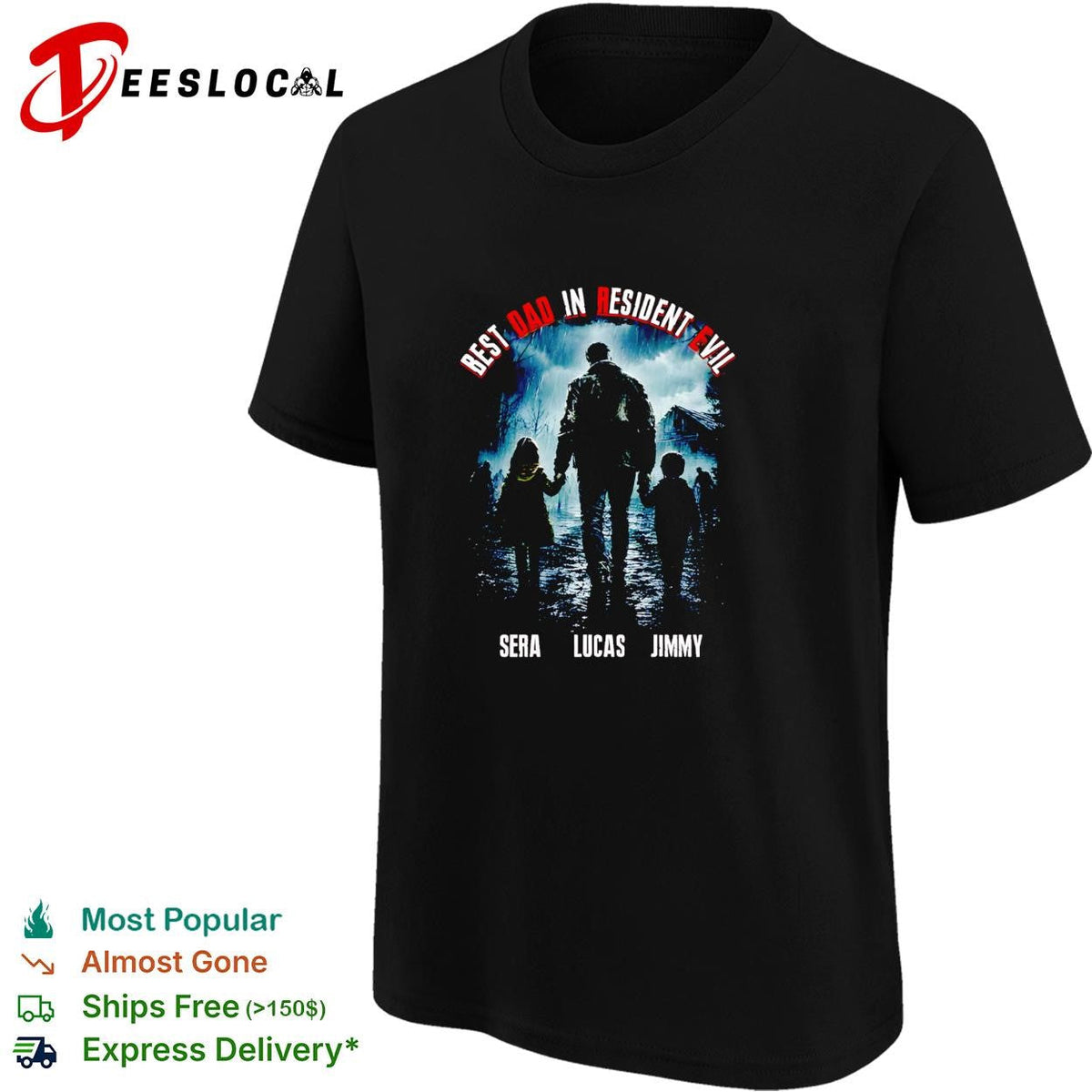 dad in Resident Evil family silhouette walking in the rain poster shirt Unisex