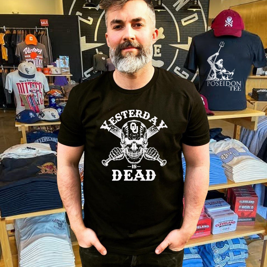 Yesterday Is Dead Oklahoma Sooners Baseball Skull With Bats Fan Unisex